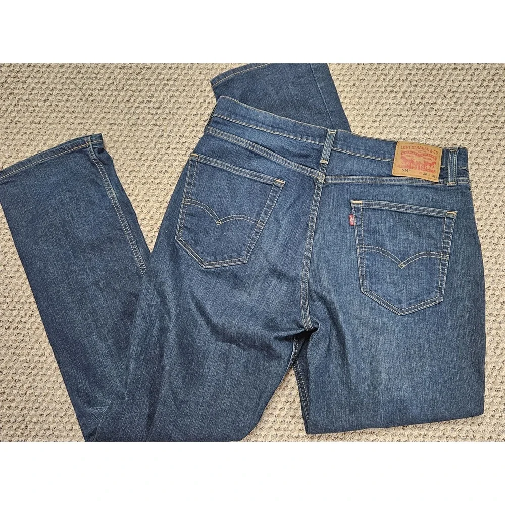 Levi's‎ 541 Mens Jeans sz 36x34 Blue Denim Athletic Straight Dark Wash Mid Rise